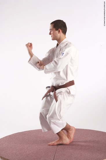 Sportswear Martial art Man White Standing poses - ALL Athletic Short Brown Standing poses - simple Academic