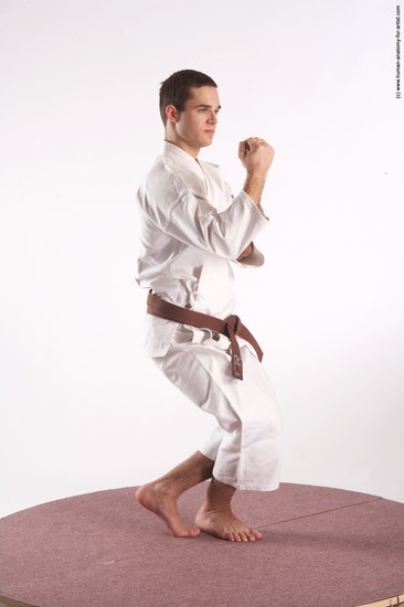 Sportswear Martial art Man White Standing poses - ALL Athletic Short Brown Standing poses - simple Academic