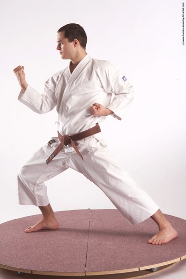 Sportswear Martial art Man White Standing poses - ALL Athletic Short Brown Standing poses - simple Academic