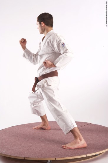 Sportswear Martial art Man White Standing poses - ALL Athletic Short Brown Standing poses - simple Academic