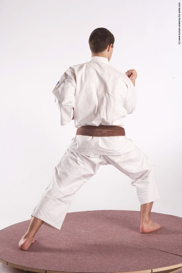 Sportswear Martial art Man White Standing poses - ALL Athletic Short Brown Standing poses - simple Academic