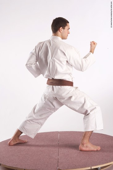 Sportswear Martial art Man White Standing poses - ALL Athletic Short Brown Standing poses - simple Academic