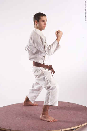 Sportswear Martial art Man White Standing poses - ALL Athletic Short Brown Standing poses - simple Academic