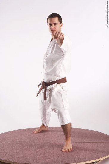 Sportswear Martial art Man White Standing poses - ALL Athletic Short Brown Standing poses - simple Academic