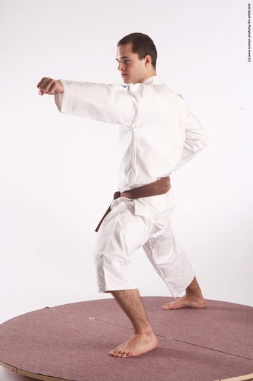 Sportswear Martial art Man White Standing poses - ALL Athletic Short Brown Standing poses - simple Academic