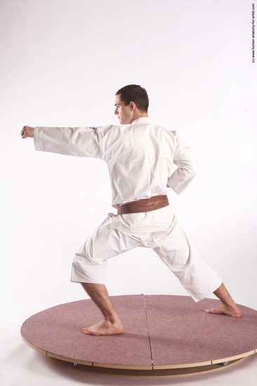 Sportswear Martial art Man White Standing poses - ALL Athletic Short Brown Standing poses - simple Academic