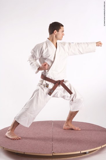 Sportswear Martial art Man White Standing poses - ALL Athletic Short Brown Standing poses - simple Academic