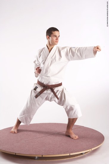 Sportswear Martial art Man White Standing poses - ALL Athletic Short Brown Standing poses - simple Academic