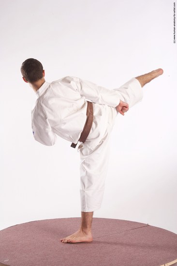 Sportswear Martial art Man White Standing poses - ALL Athletic Short Brown Standing poses - simple Academic