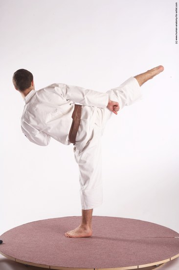 Sportswear Martial art Man White Standing poses - ALL Athletic Short Brown Standing poses - simple Academic