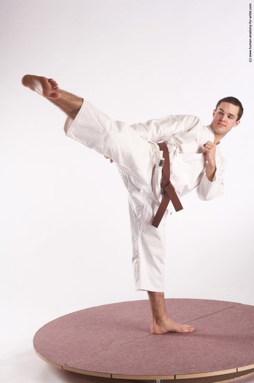 Sportswear Martial art Man White Standing poses - ALL Athletic Short Brown Standing poses - simple Academic