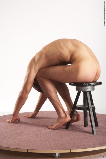 Nude Man White Sitting poses - simple Slim Short Brown Sitting poses - ALL Realistic