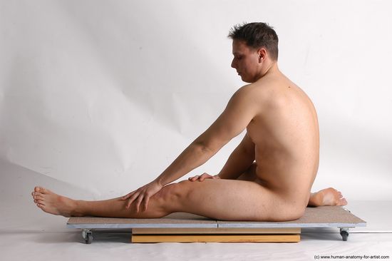 Nude Man White Sitting poses - simple Average Short Brown Sitting poses - ALL Realistic