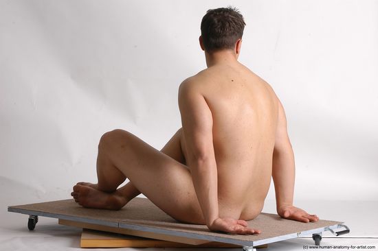 Nude Man White Sitting poses - simple Average Short Brown Sitting poses - ALL Realistic