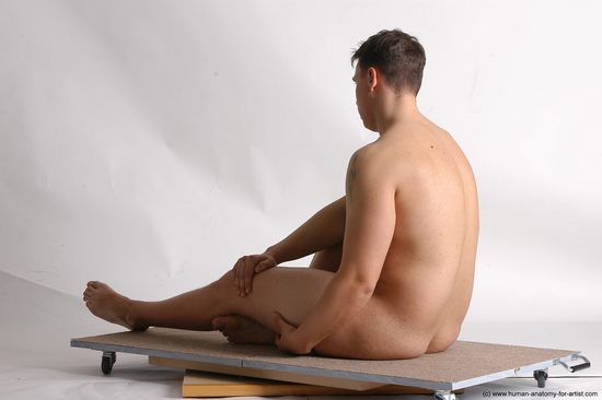 Nude Man White Sitting poses - simple Average Short Brown Sitting poses - ALL Realistic