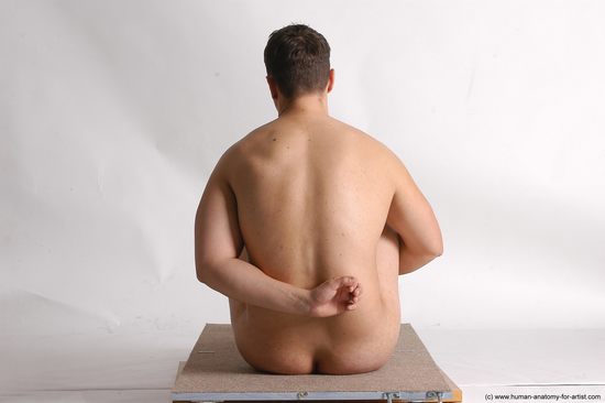 Nude Man White Sitting poses - simple Average Short Brown Sitting poses - ALL Realistic