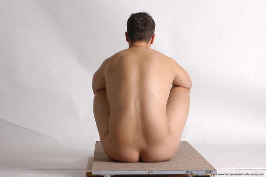 Nude Man White Sitting poses - simple Average Short Brown Sitting poses - ALL Realistic