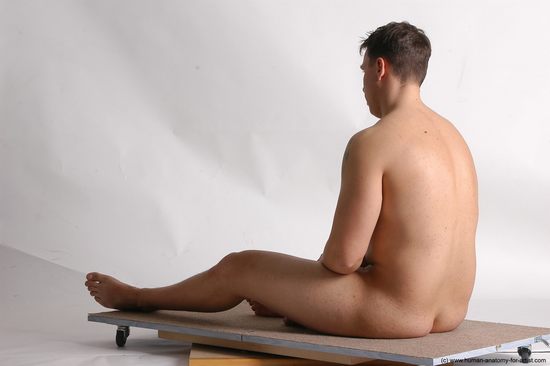 Nude Man White Sitting poses - simple Average Short Brown Sitting poses - ALL Realistic