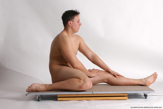 Nude Man White Sitting poses - simple Average Short Brown Sitting poses - ALL Realistic