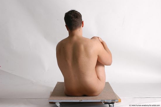 Nude Man White Sitting poses - simple Average Short Brown Sitting poses - ALL Realistic