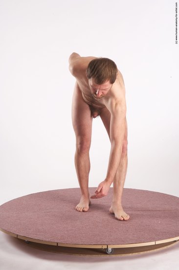 Nude Man White Standing poses - ALL Slim Short Brown Standing poses - bend over Realistic