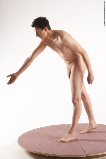 Nude Man White Moving poses Slim Short Brown Realistic