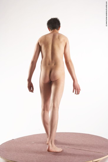 Nude Man White Moving poses Slim Short Brown Realistic