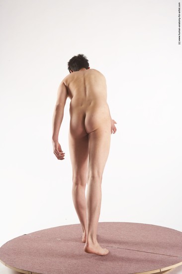 Nude Man White Moving poses Slim Short Brown Realistic