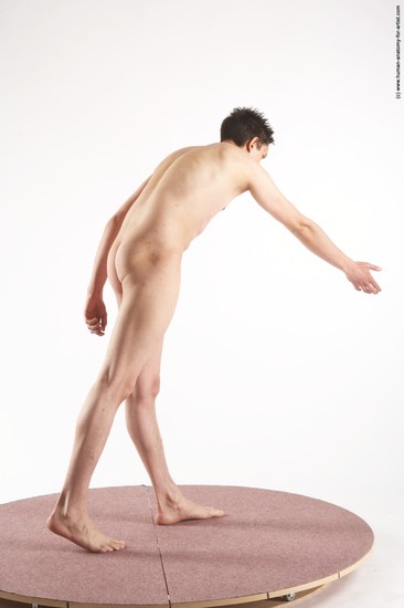 Nude Man White Moving poses Slim Short Brown Realistic