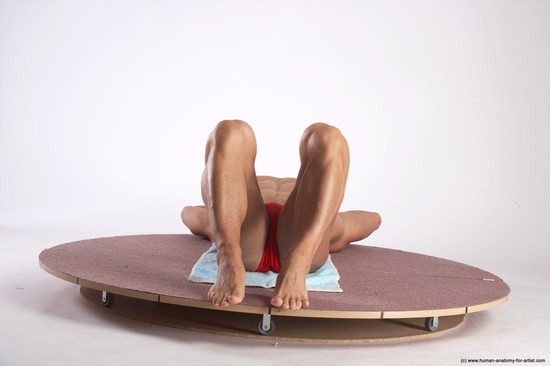 Swimsuit Man White Kneeling poses - ALL Muscular Short Brown Kneeling poses - on one knee Academic