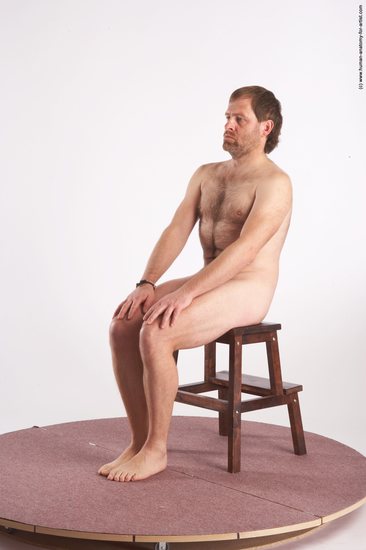 Nude Man White Sitting poses - simple Slim Short Brown Sitting poses - ALL Realistic