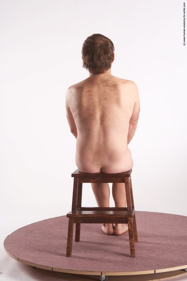 Nude Man White Sitting poses - simple Slim Short Brown Sitting poses - ALL Realistic