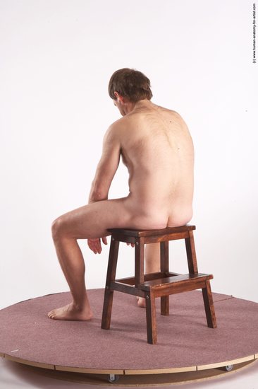 Nude Man White Sitting poses - simple Slim Short Brown Sitting poses - ALL Realistic