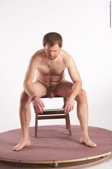 Nude Man White Sitting poses - simple Slim Short Brown Sitting poses - ALL Realistic