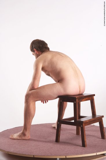 Nude Man White Sitting poses - simple Slim Short Brown Sitting poses - ALL Realistic