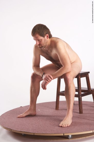 Nude Man White Sitting poses - simple Slim Short Brown Sitting poses - ALL Realistic