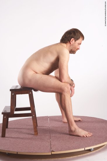 Nude Man White Sitting poses - simple Slim Short Brown Sitting poses - ALL Realistic