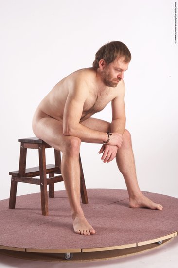 Nude Man White Sitting poses - simple Slim Short Brown Sitting poses - ALL Realistic