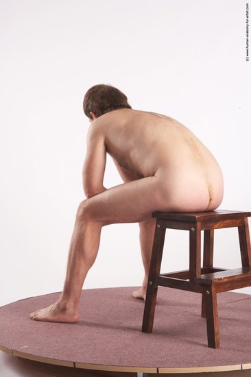 Nude Man White Sitting poses - simple Slim Short Brown Sitting poses - ALL Realistic