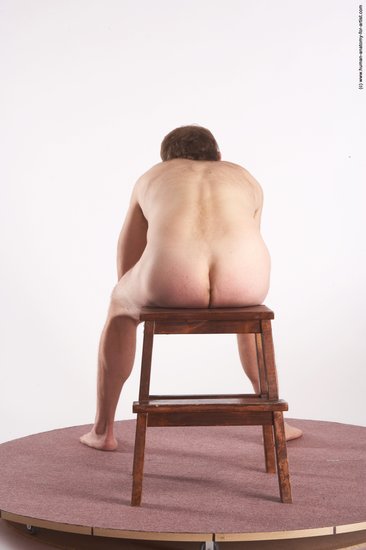 Nude Man White Sitting poses - simple Slim Short Brown Sitting poses - ALL Realistic