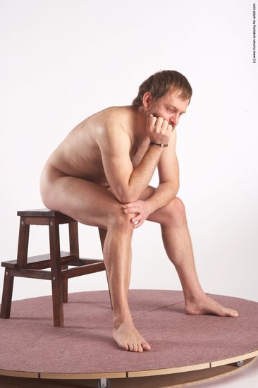 Nude Man White Sitting poses - simple Slim Short Brown Sitting poses - ALL Realistic