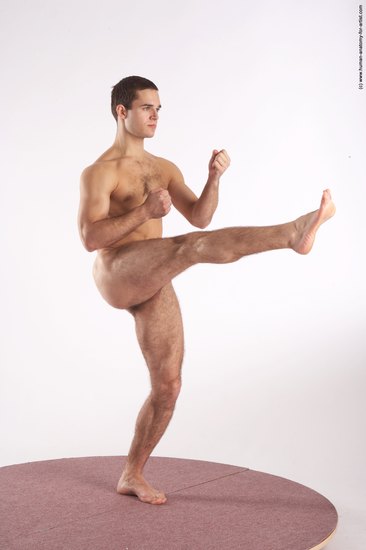 Nude Martial art Man White Standing poses - ALL Athletic Short Brown Standing poses - simple Realistic