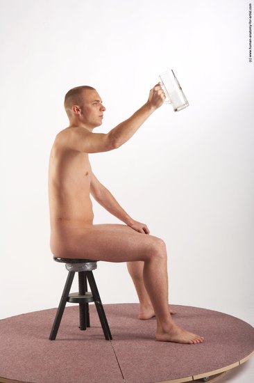 Nude Holding Man White Sitting poses - simple Average Bald Sitting poses - ALL Realistic