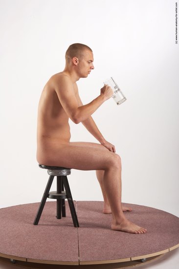 Nude Holding Man White Sitting poses - simple Average Bald Sitting poses - ALL Realistic