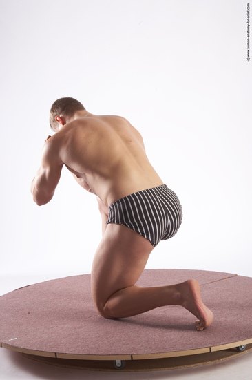 Underwear Man White Kneeling poses - ALL Muscular Short Brown Kneeling poses - on one knee Academic