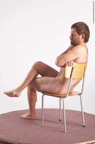 Nude Man White Sitting poses - simple Slim Short Brown Sitting poses - ALL Realistic