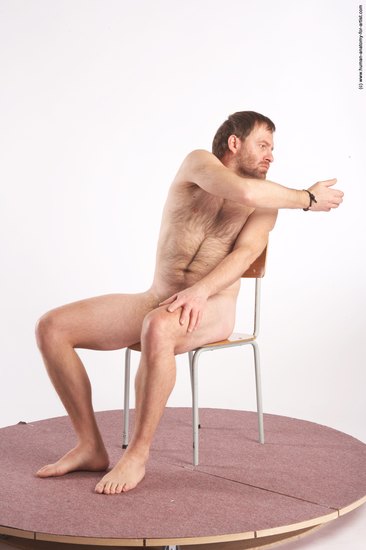 Nude Man White Sitting poses - simple Slim Short Brown Sitting poses - ALL Realistic