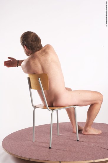 Nude Man White Sitting poses - simple Slim Short Brown Sitting poses - ALL Realistic