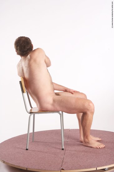 Nude Man White Sitting poses - simple Slim Short Brown Sitting poses - ALL Realistic