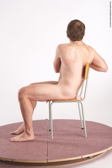 Nude Man White Sitting poses - simple Slim Short Brown Sitting poses - ALL Realistic